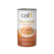 Charger l'image dans la galerie, Garnitures Catit Divine Shreds, Poulet avec saumon et citrouille en gelée, 4 x conserves de 85 g