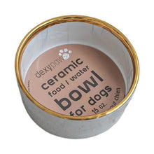 Charger l'image dans la galerie, Dexypaws Bol en céramique pour chien 15 oz - Marbré gris avec accent doré