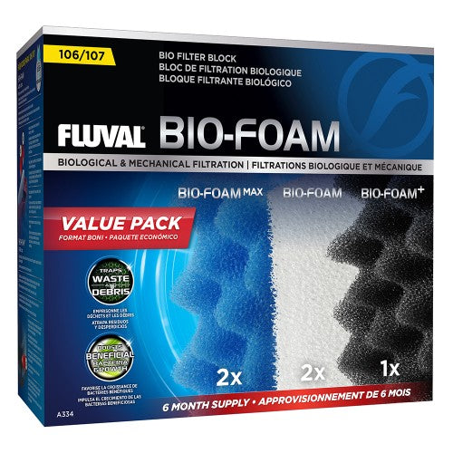 Ensemble économique de masses filtrantes Bio-Foam pour filtre Fluval 106 et 107