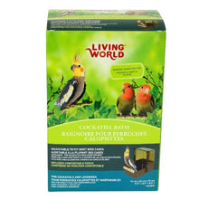 Charger l'image dans la galerie, Baignoire avec couvercle transparent Living World pour perruches calopsittes, base brune et dessus topaze