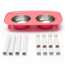 Charger l'image dans la galerie, Messy Mutts Bol double surélevé avec pattes ajustables, Rouge