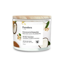 Charger l'image dans la galerie, Purodora Lab Bougie de soya - Neutralisant d'odeurs d'animaux - Noix de coco et pistache 13 oz