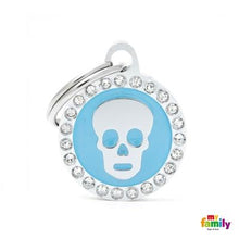 Charger l'image dans la galerie, Médaille collection GLAM, "CERCLE CRÂNE BLEU CLAIR STRASS" PETIT - Boutique Le Jardin Des Animaux -médailleBoutique Le Jardin Des AnimauxBH28GM06