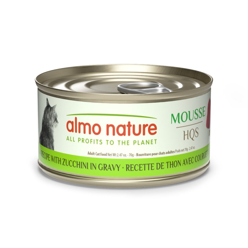 Almo Nature HQS Natural Chat - Mousse - Recette de thon avec courgette en sauce - 70 gr