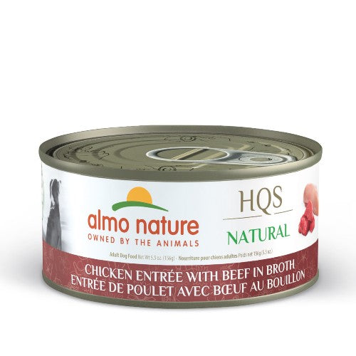 Almo Nature HQS Natural chien - Entrée de filet de poulet avec bœuf au bouillon 156 gr