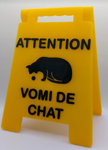 Attention vomi de chat - enseigne - affiche - pancarte de plancher