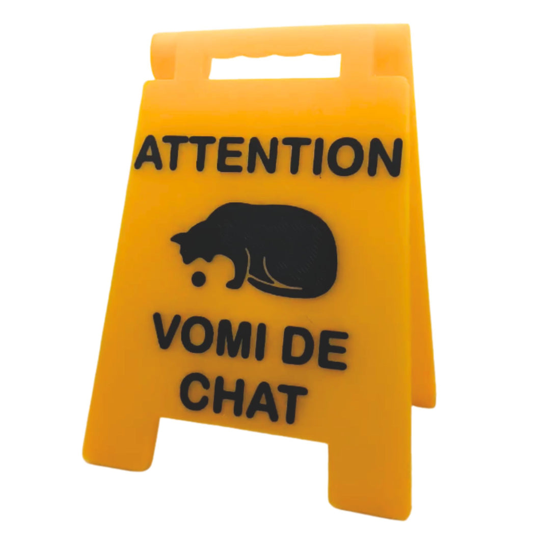 Attention vomi de chat - enseigne - affiche - pancarte de plancher