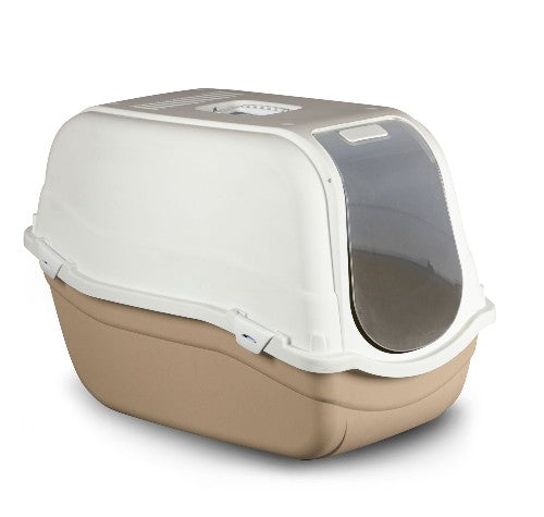Bergamo Bac à Litière avec Dome Romeo Maxi Eco, Beige et blanc
