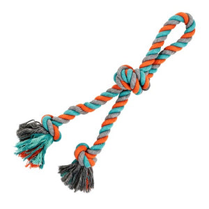 Bud'z Jouet de corde pour chien, double avec 3 noeuds orange et bleu large