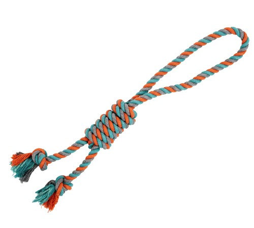 Bud'z Jouet de corde pour chien, double avec boucle et noeud coulant orange et bleu