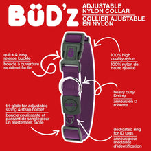 Charger l'image dans la galerie, Bud'z Collier ajustable en nylon pour chien - Mauve
