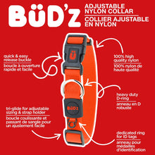 Charger l'image dans la galerie, Bud'z Collier ajustable en nylon pour chien - Orange néon
