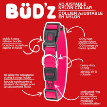 Charger l'image dans la galerie, Bud'z Collier ajustable en nylon pour chien - Rose néon
