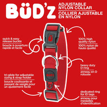 Charger l'image dans la galerie, Bud'z Collier ajustable en nylon pour chien - Rouge
