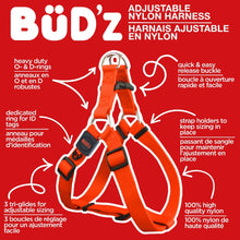 Charger l'image dans la galerie, Bud'z Harnais ajustable en nylon pour chien - Orange néon
