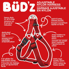 Charger l'image dans la galerie, Bud'z Harnais ajustable en nylon pour chien - Rouge
