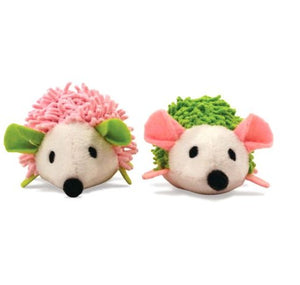 Bud'z Jouet avec pochette et herbe à chat insérée - Duo de Hérissons - Vert et rose
