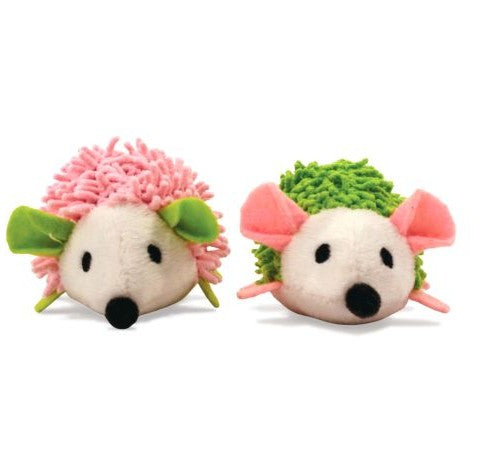Bud'z Jouet avec pochette et herbe à chat insérée - Duo de Hérissons - Vert et rose