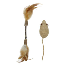 Charger l'image dans la galerie, Bud'z Jouet pour chat - Duo Matatabi - Bâtonnet avec plumes &amp; la souris en jute

