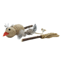 Charger l'image dans la galerie, Bud'z Jouet pour chat - Duo Matatabi - Oiseau &amp; balais en jute avec plumes
