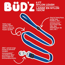 Charger l'image dans la galerie, Bud'z Laisse en nylon pour chien - Bleue
