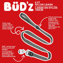 Charger l'image dans la galerie, Bud'z Laisse en nylon pour chien - Grise
