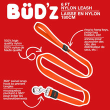 Charger l'image dans la galerie, Bud'z Laisse en nylon pour chien - Orange néon

