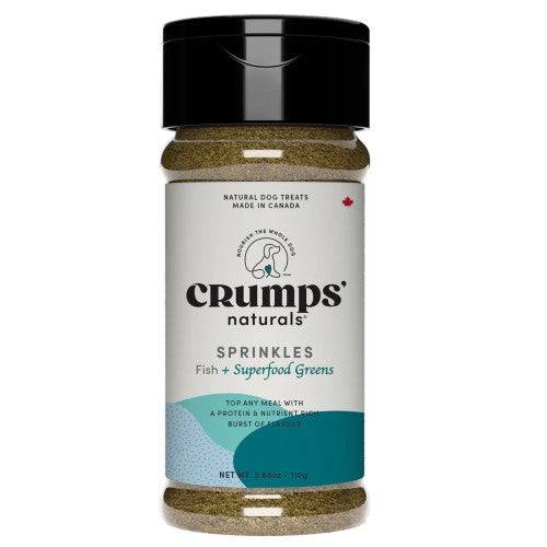 Crumps' Naturals Gâteries pour chien - Flocons à saupoudrer - Poisson + Superaliment vert 110 gr