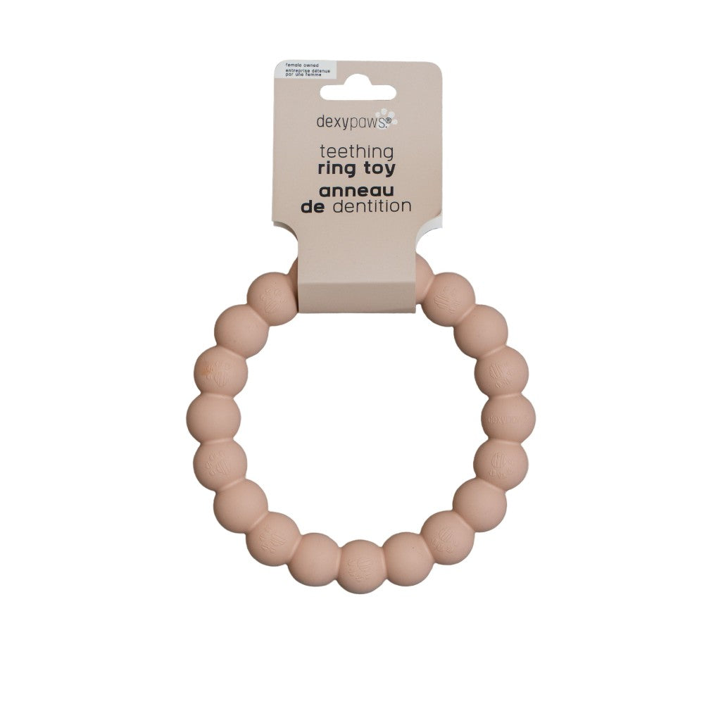 Dexypaws Jouet à mâcher ultra robuste pour chien - Anneau - Rose poudré