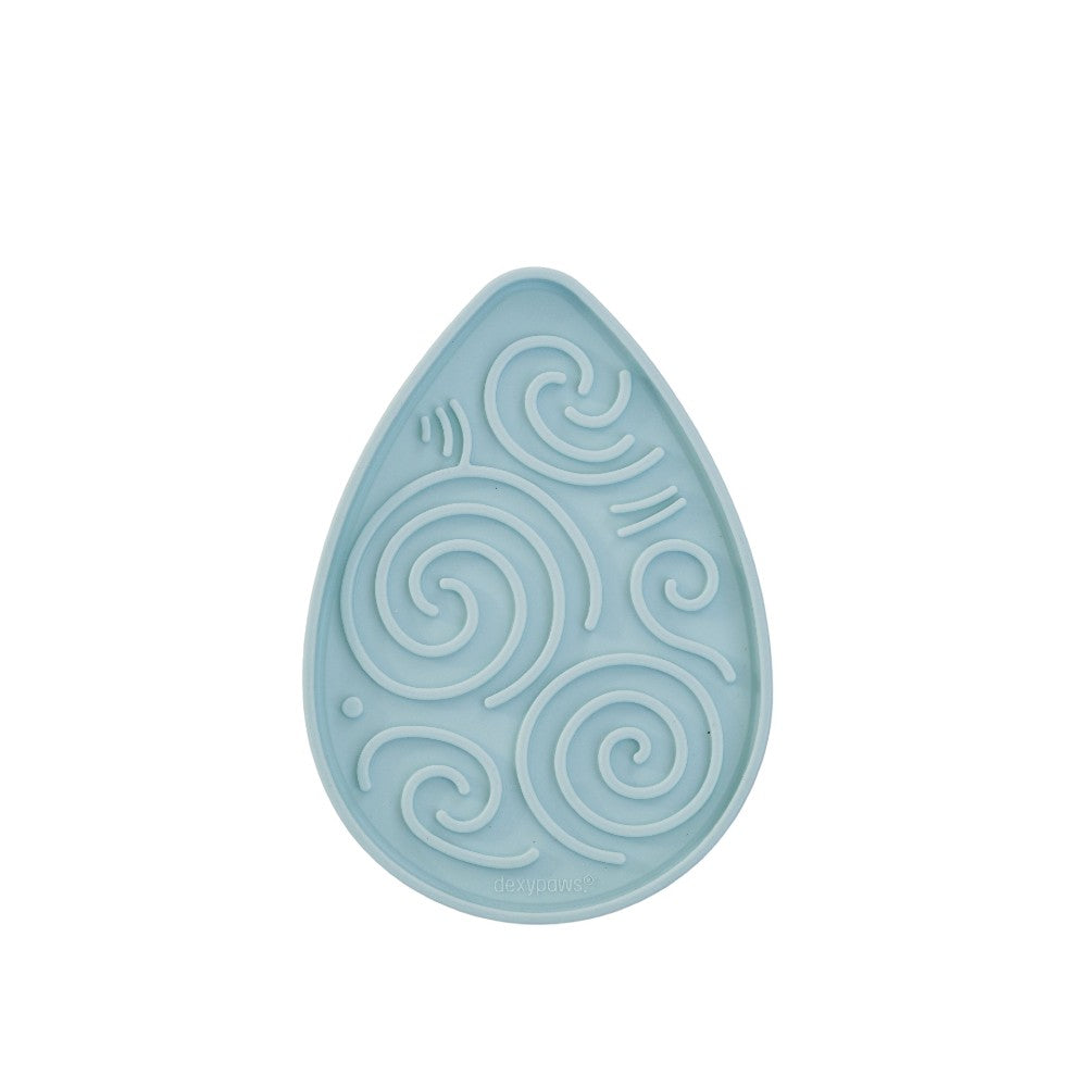 Dexypaws Tapis de léchage stimulant - Forme de goûte de rosée - Bleu ciel