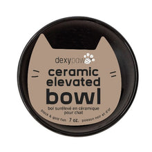 Charger l&#39;image dans la galerie, Dexypaws Bol surélevé en céramique pour chat 7 oz, Noir avec imprimé de poissons dorés
