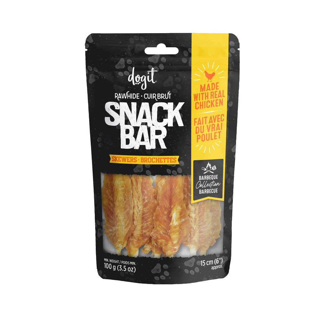 Dogit Gâteries Snack Bar - Brochettes de poulet et peau de bœuf - 15 cm - 100 gr