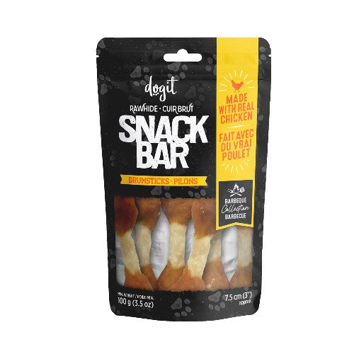 Dogit Gâteries Snack Bar - Pilons de poulet et peau de bœuf - 7,5 cm - 100 gr