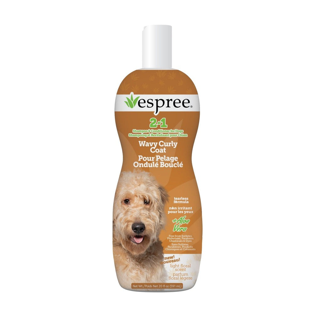 Espree Shampoing et revitalisant 2 en 1 pour chien - Poil frisé - Parfum floral léger 591 ml