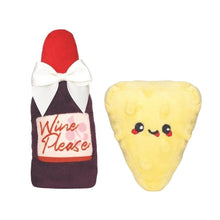 Charger l'image dans la galerie, Hugsmart "Meow Buddies" Jouet en peluche avec herbe à chat - Duo vin &amp; fromage
