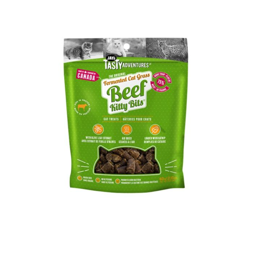 Jay's Kitty Bits, Gâteries Fermentées Pour Chat, Boeuf 60gr