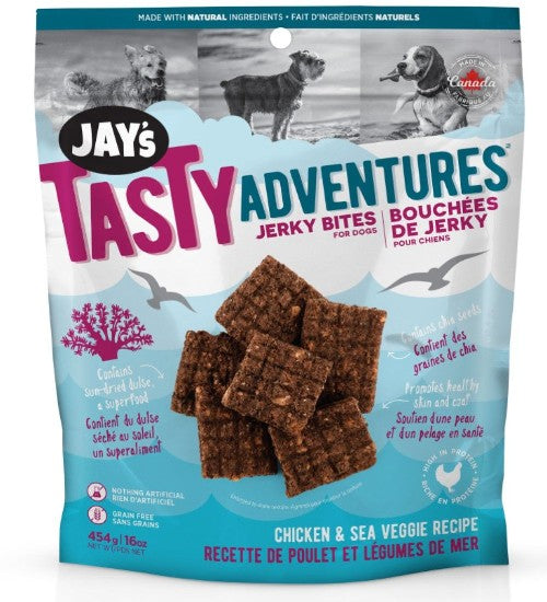 Jay's Tasty Adventures Gâteries pour chien Bouchées style Jerky, Poulet et légumes