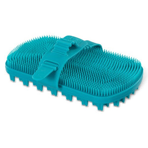 Messy Mutts Brosse de toilettage à double face en silicone, Bleue