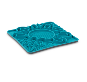 Messy Mutts Tapis D'alimentation En Silicone Multi-surfaces Avec Cadre 10"x10" - Bleu