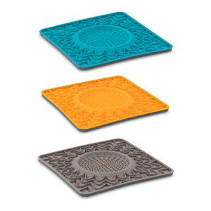 Messy Mutts Tapis d'alimentation thérapeutique en silicone avec bol intégré, Bleu