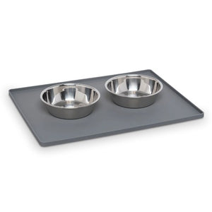 Messy Mutts Tapis en silicone avec rebords élevés, Gris