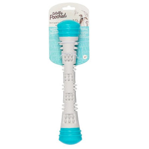 Messy Mutts "Totally Pooched, Chew N' Squeak" Jouet bâton en caoutchouc pour chien, Bleu