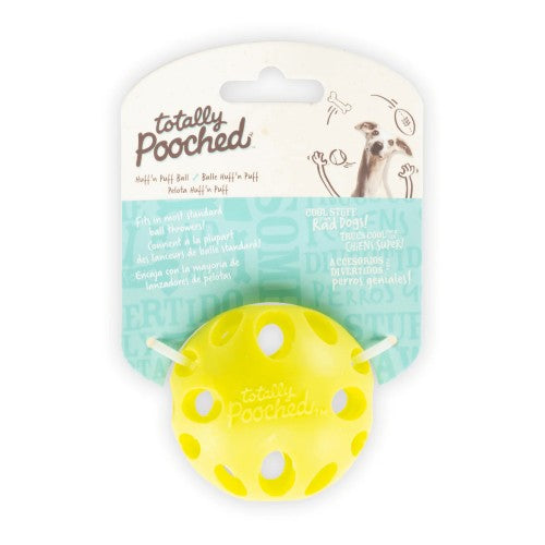 Messy Mutts ''Totally Pooched, Huff'n Puff Ball'' Jouet balle pour chien, Verte