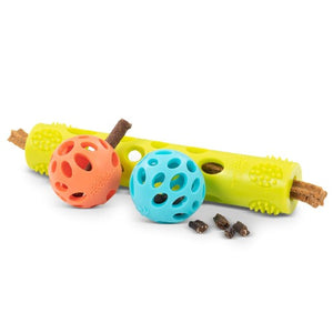 Messy Mutts "Totally Pooched, Huff'n Puff" Ensemble de 3 jouets pour chien, 2 Balles + 1 Bâton