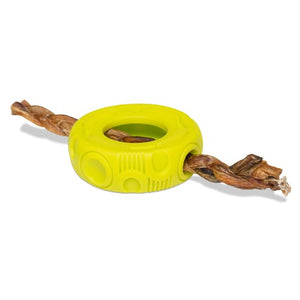 Messy Mutts "Totally Pooched, Stuff 'n Brush" Jouet Pneu en caoutchouc pour chien, Vert