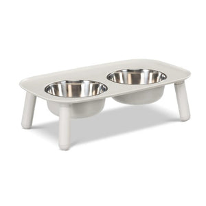 Messy Mutts Bol double surélevé avec pattes ajustables, Gris clair