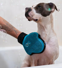 Charger l&#39;image dans la galerie, Messy Mutts Gant De Toilettage Avec brosse en silicone, Bleu
