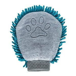 Messy Mutts Gant de toilettage en microfibre chenille, Bleu