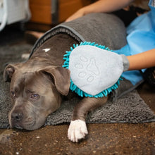 Charger l&#39;image dans la galerie, Messy Mutts Gant de toilettage en microfibre chenille, Bleu
