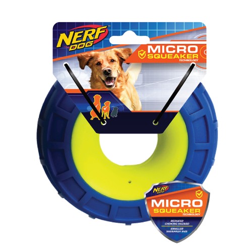 Anneau Micro Squeak Nerf Dog en TPR ajouré avec petit organe sonore, Diam. 15 cm (6 po)
